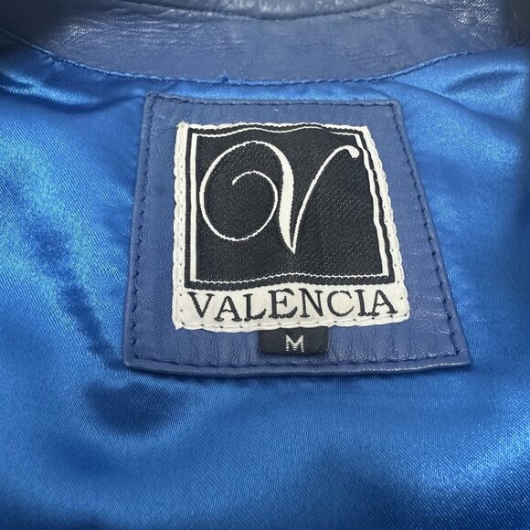 Vintage Valencia Women's Blue Leather Vest Size M Studded and Rhinestone - Picture 4 of 13